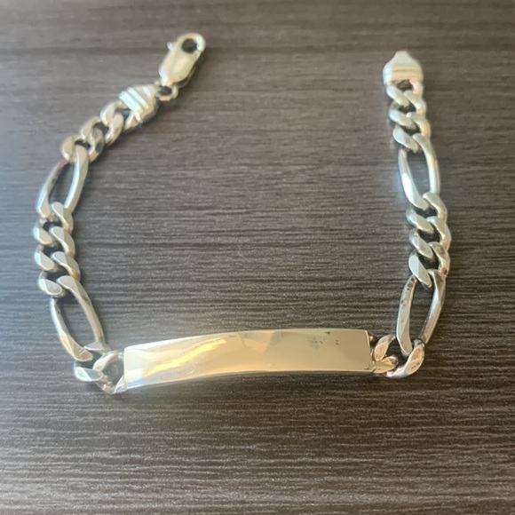 Italian Silver ID Bracelet 7” - Picture 2 of 12